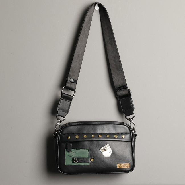 Leather Work Bag Men - Street Trendy Shoulder Bag for Young