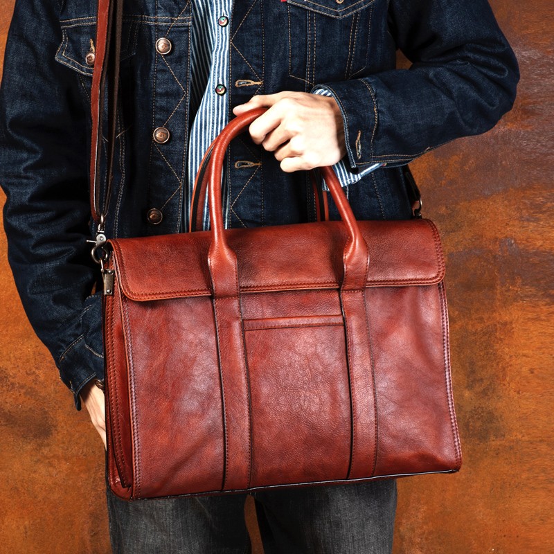 Vegetable tanned leather handb - Leather Work Bag Men review and price