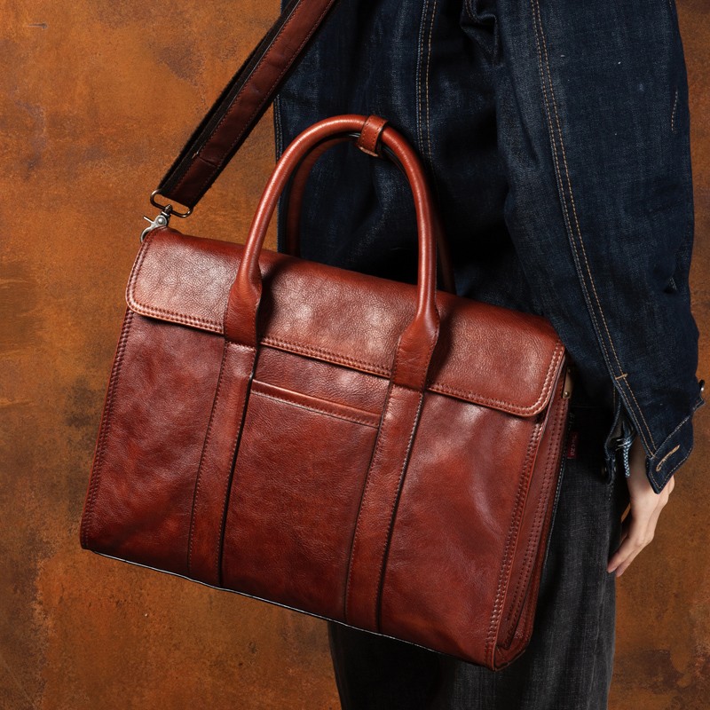 Vegetable tanned leather handb - Leather Work Bag Men review and price