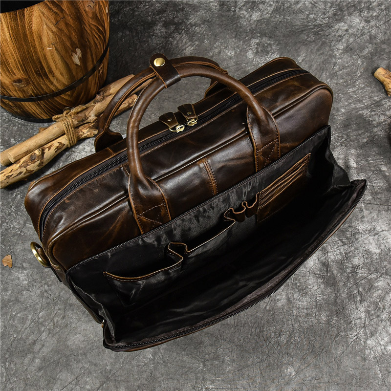 Luxury Genuine Leather Handbag - Leather Work Bag Men review and price